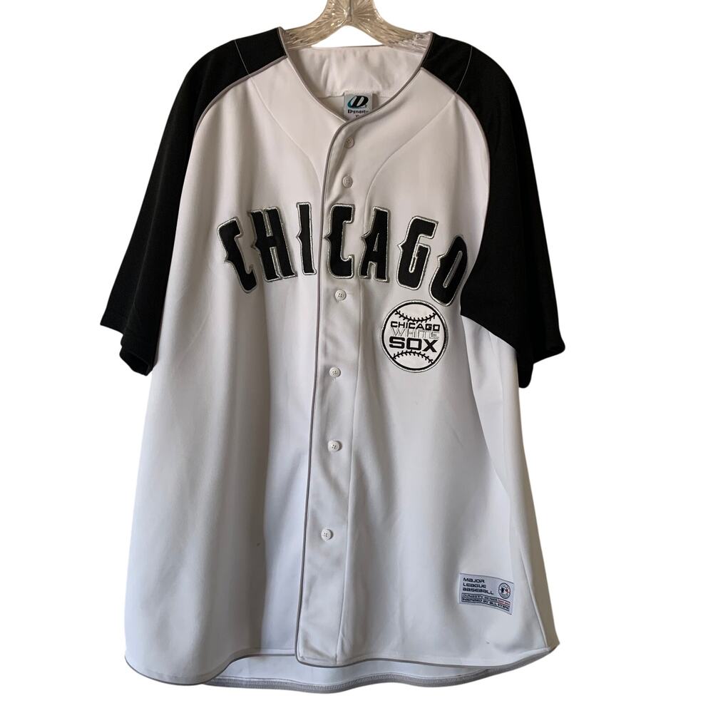 Vtg Dynasty Mens XL Chicago White Sox MLB Jersey Black White Baseball Fan Shirt